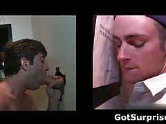 Straight guy doesnt know he gets gay blowjob