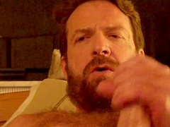 Hairy artist shoots creamy cumloads from his big gay man-meat for you