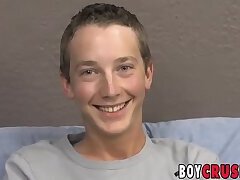 Twink cutie Riley Johnston  jerking off big cock after inter