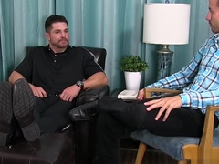 Freaky homosexual feasts on inked hunk juicy feet and toes