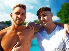 Peeping Todd filming two hot hunks by the poolside