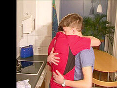 2 cute young fellows have fuck-a-thon in the kitchen