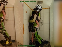 Workerboy and MX boy in the bathroom, toying with slime