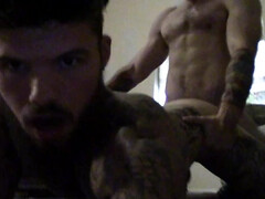 Guy with a shaggy hairdo gets shagged on all fours