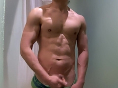 Guy Enters Gym Shower But Forgets His Shower Gel So He Uses His Own Cum The Lather Up!