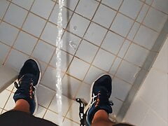 Master Ramon pisses in his sexy black satin shorts in the shower, very horny
