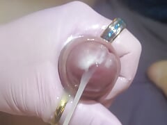 Gloves latex cum 4k masturbation close