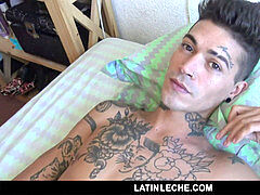 LatinLeche - torrid Latino hairy man Gets His taut Hole Double Penetrated