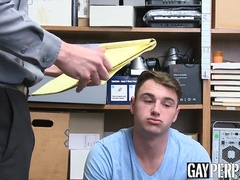 Security officer catches thieving jock and bangs him nude