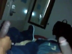 Yam-sized Black Spears Jacking Off Together