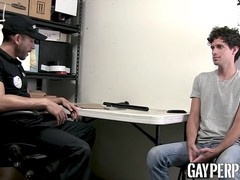 Naughty twink thief fucks officer bare to avoid punishment