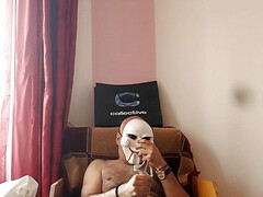 Jerking on pussy toy and wet panties