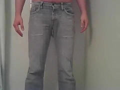 Boy pissing his pants and jerking off