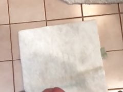 Hairy bear cums on floor