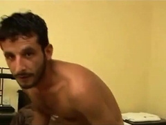 Warm Turkish hetero fellow jerks his huge manmeat