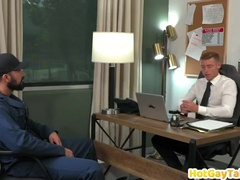 Office Jock Eager To Ride Blue Collars Cock