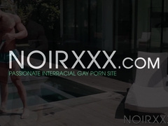 Hot pool cleaner Seth Santoro massages my ripped body before mounting my cock