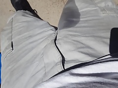 Pissing my shorts outdoors