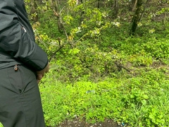 Public onanism in camper after urinate in the bushes