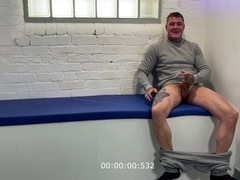 Raunchy bear gets pounded hard in a solo gay prison jackoff session by a dominant alpha