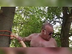 Amateur park fucking old man dildo