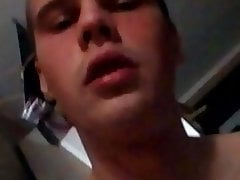Guy fucks his self with brush