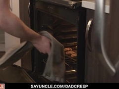 Stepdad showcases gaymale son how to make cookies and munch butt