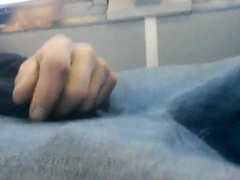 Str8 Big-Cock Hunk Strokes on the Bus