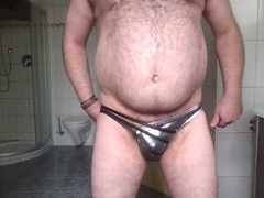 Underwear obsession: Wooly man in lingerie G-string 1