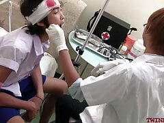 Skinny Asian examined and breeded by doctor for cumshot