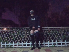 Fellow in pantyhose wank in the park, porked by a passing runner (Part 1)