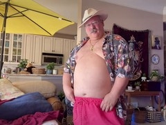 Huge hairy polar bear man has wild moments with his big balls and hands-free cum shots