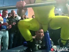 Axel  endures while Yoshi Kawasaki uses massive dildos to fuck him in front of