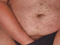 Fat dad with very big cock masturbates before going to bed