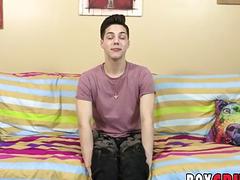 Darling twink uses a glass toy while yanking