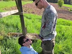 Gayboy Men Bang Without a condom by the Hunting Stand