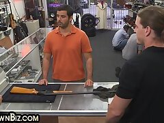 Gaypawn stud 3some fucked in the office of pawn shop owners
