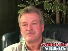 Older hairy man does solo interview and masturbates on cam