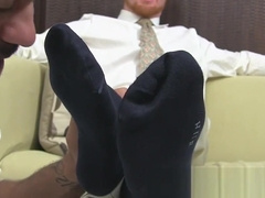 Redhead freak facialized by BBC while sucking toes