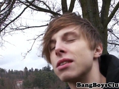 Euro lad barebacked in public for cash