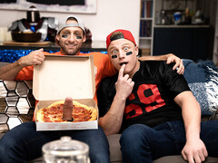 Superbowl fucking session with two sports studs