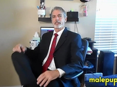 Richard Lennox asks you to lick his feet before unzipping your pants for a foot job