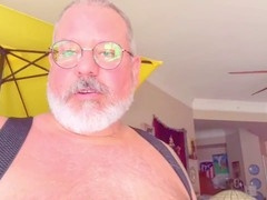 Dominant big grizzly bear smothers you with his hefty nuts and covers you in cum