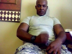 Beefy Black Soldier Jerks Off & Cums 9