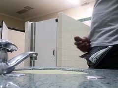 Black perv caught jerking in restroom 4