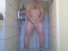Chubby Danish Old Man in Bathroom