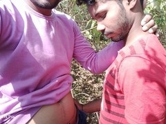 College twink gets naughty with his professor in the woods and heads back to campus for more action!