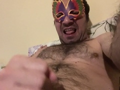 Earl strikes again, blowing his load on his stomach in wild gay cumshot session
