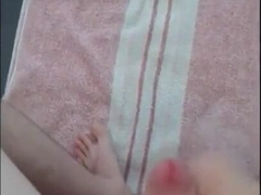 Boy jerking off uncut dick and cums