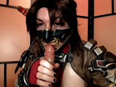 Taki Cosplayer (Soul Calibur) gives you a messy FELLATIO